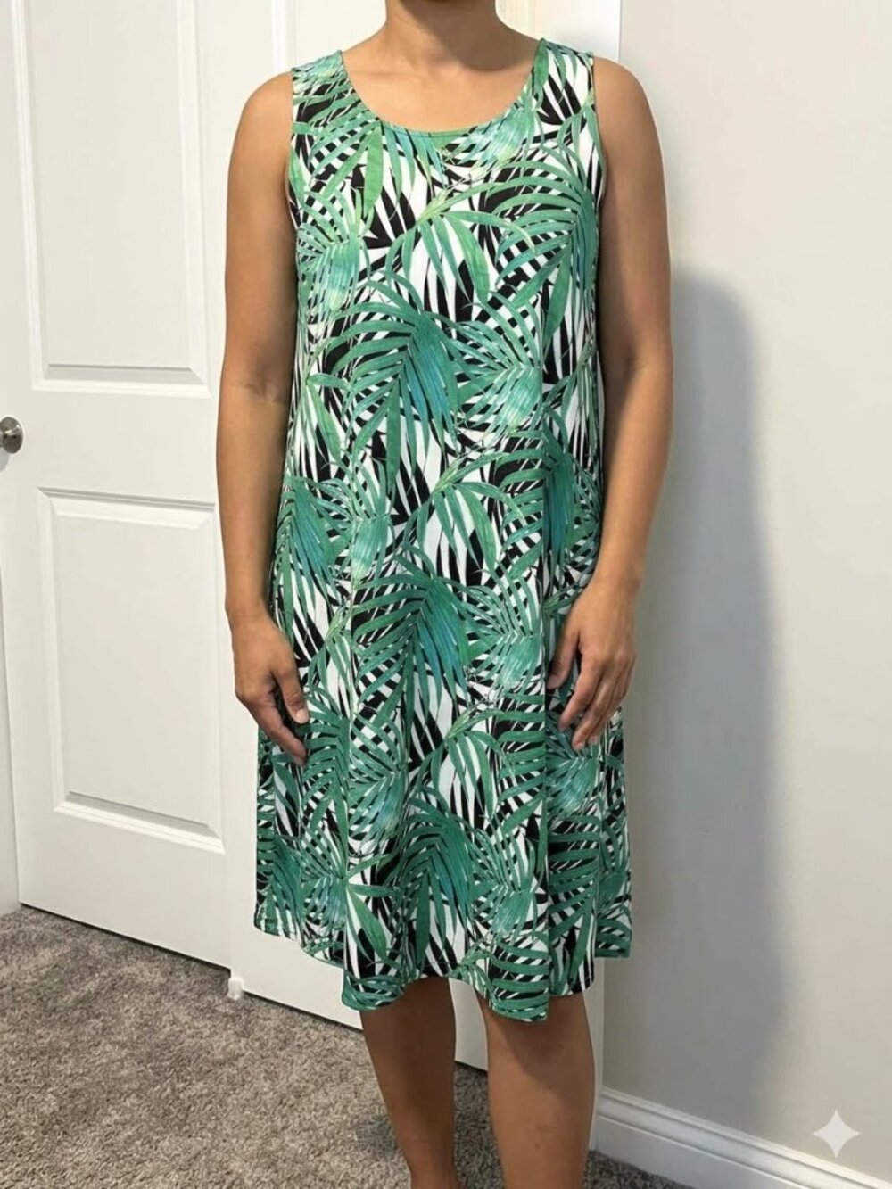 Tango Mango tropical leaf tank dress, size XL